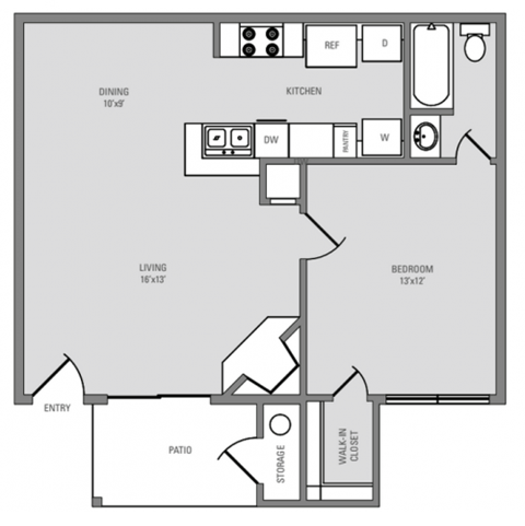 one bedroom one bathroom floor plan pearland apartment community
